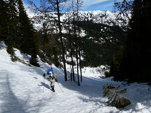 Cramponing up out of the Index Creek valley