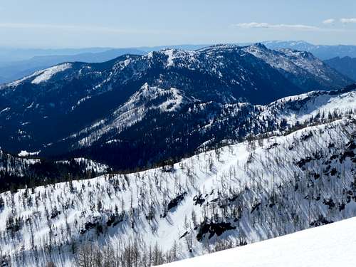 Photo taken on an earlier ski trip. Icicle Ridge viewed from ridge above Lake Augusta