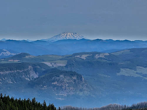 Zoomed view of Mt. St. Helens from the summit of Larch Mountain