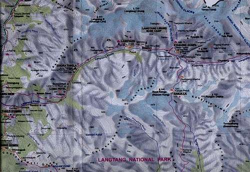 Map of the Langtang valley,...