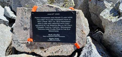 Plaque Placed on Hagerman Peak Honoring Percy Hagerman