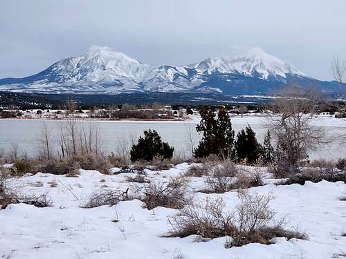 Spanish Peaks as viewed from Lake Martin and the Cuerno Verde Trail