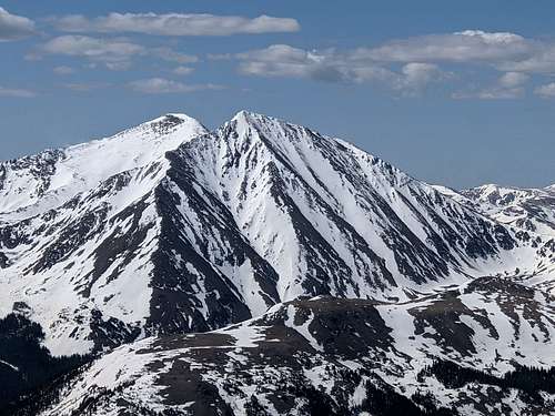 Torreys Peak and Emperor Couloir from Mt Parnassus.