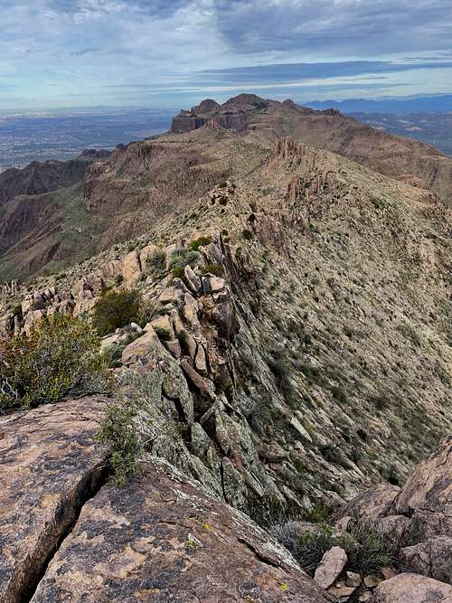 View west along the Superstition Ridgeline towards Ironview Peak