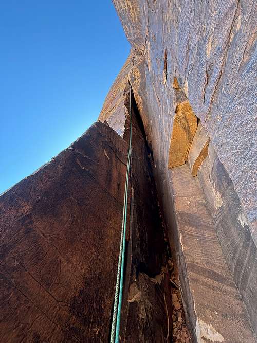 Runout of the crux pitch
