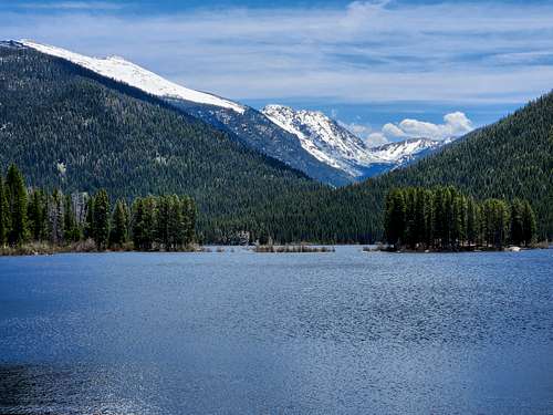 Monarch Lake.  The Arapahoe Peaks are in the distance
