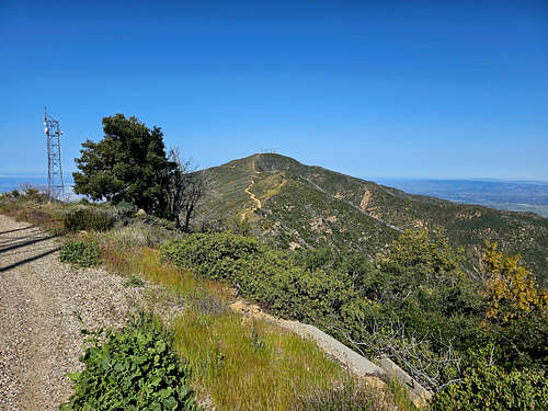 Santa Ynez Peak from the summit of Broadcast Peak