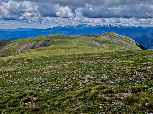 Flat ridge to Point 12287 ft, Wheeler Peak in the back