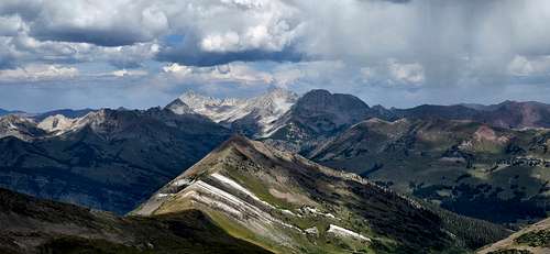 Capitol Peak and Snowmass Mountain from Treasury Mountain.