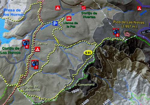 Pico de las Nieves and El Campanario Map