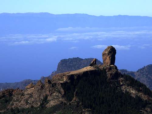 Roque Nublo and isle of Tenerife on the horizon