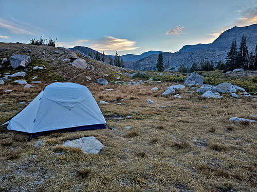 Tip of Cloud Peak from our basecamp at Mistymoon Lake