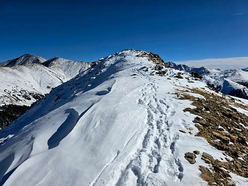 Summit of Peak 12,582.  Grays, Torreys, and Grizzly Peaks in the background