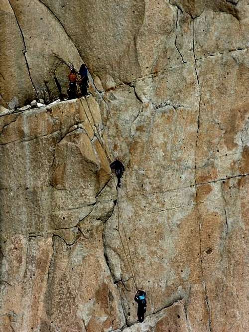 Climbers on the south wall of...