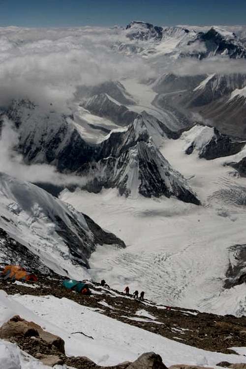 Climbers arriving at camp 3,...