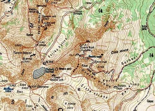  Map of Savin Kuk (2313 m)...