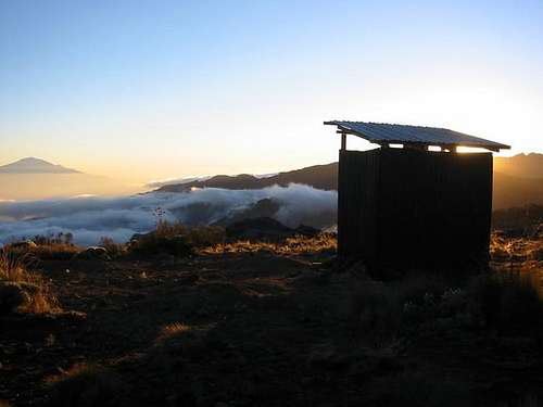 Outhouse at sunrise on Shira...