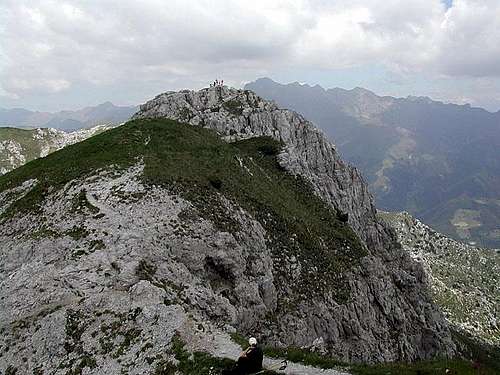 the summit ridge from the...
