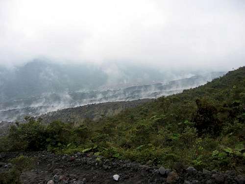 Lava flows move down the...