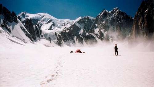 Our camp in the cwm Maudit...