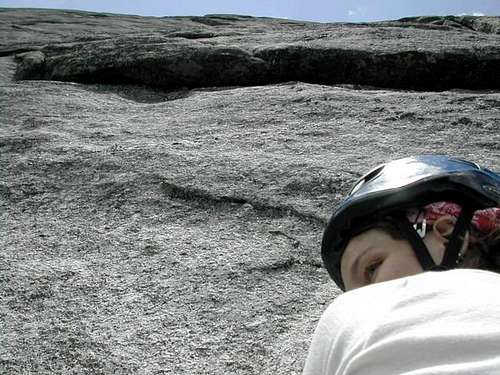Looking up at the crux pitch...