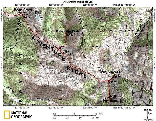 A map of Adventure Ridge