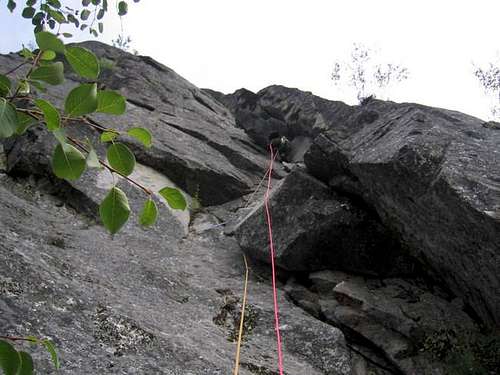 Climbing the second pitch on...