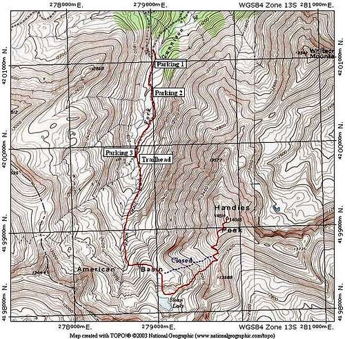 This TOPO shows the route to...