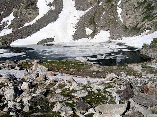 The unnamed frozen lake at...