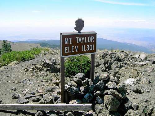 The summit marker from the...
