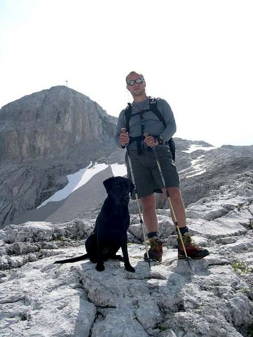 After the climb, with my dog...