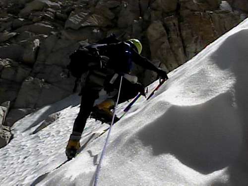 Climbing in Feather Couloir