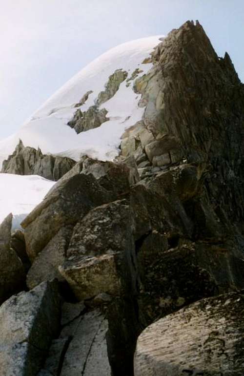 Looking up at the crux pitch
