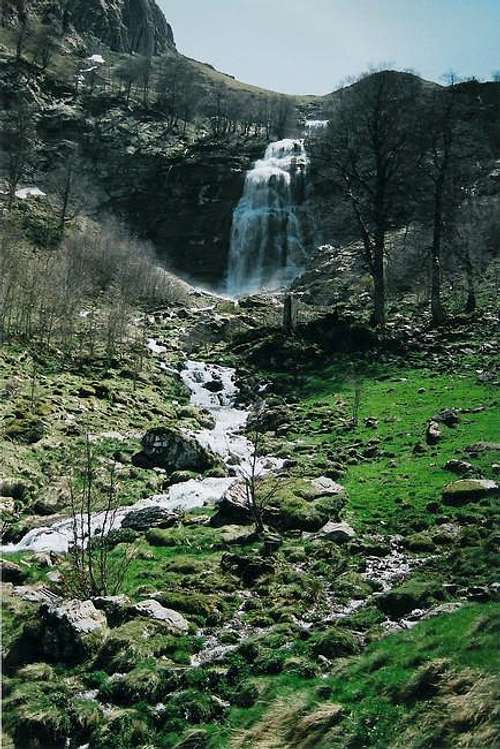 Pista Waterfall in summer;...