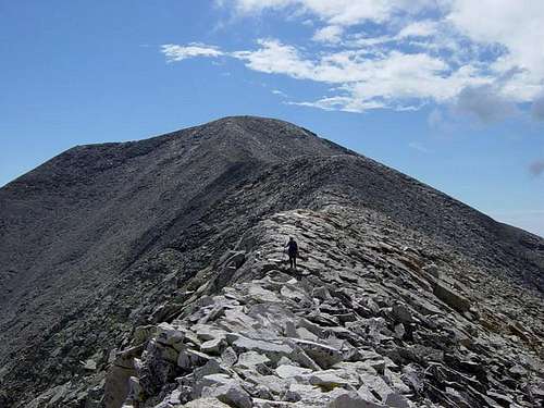 Descent of the summit ridge....