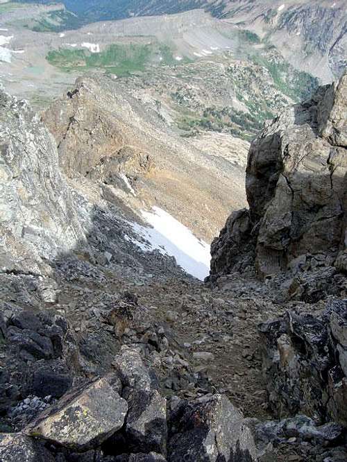 Looking down South Teton's...