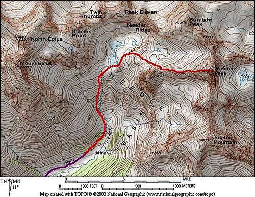 Red: West Ridge route (please...