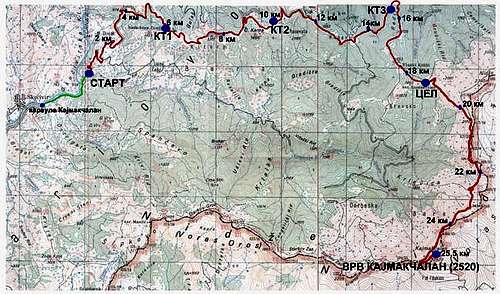 Route to Kajmaktchalan - map.