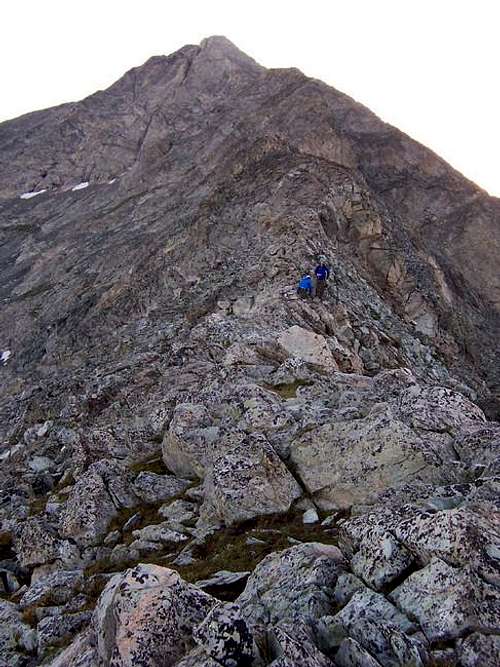 Climbers on the SW ridge as...