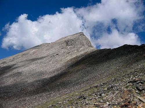 Looking up the western talus...