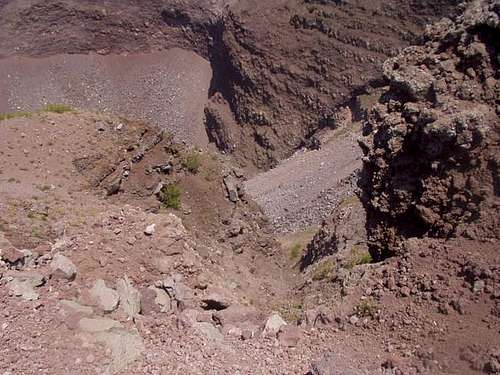 Looking into Vesuvius' crater.