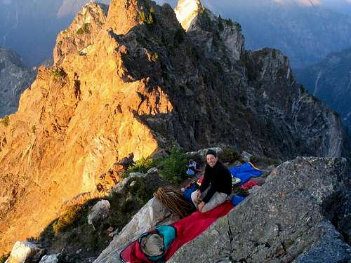 Bivy site atop pitch 2 on the...