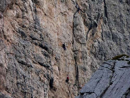 climbers in lastoni del...