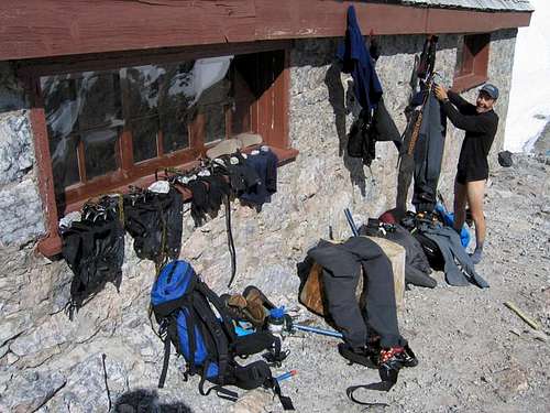 Drying out our gear at Abbot...