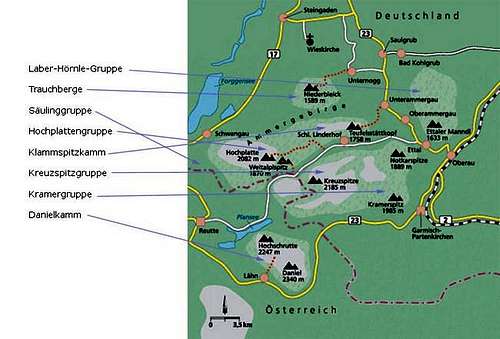 Ammergauer Alps, overview map