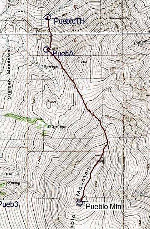 Topo of the north ridge route...