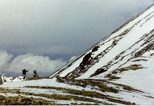Skiers on the east ridge of...