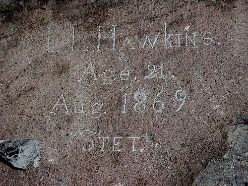 Hawkins Peak namesake etched...