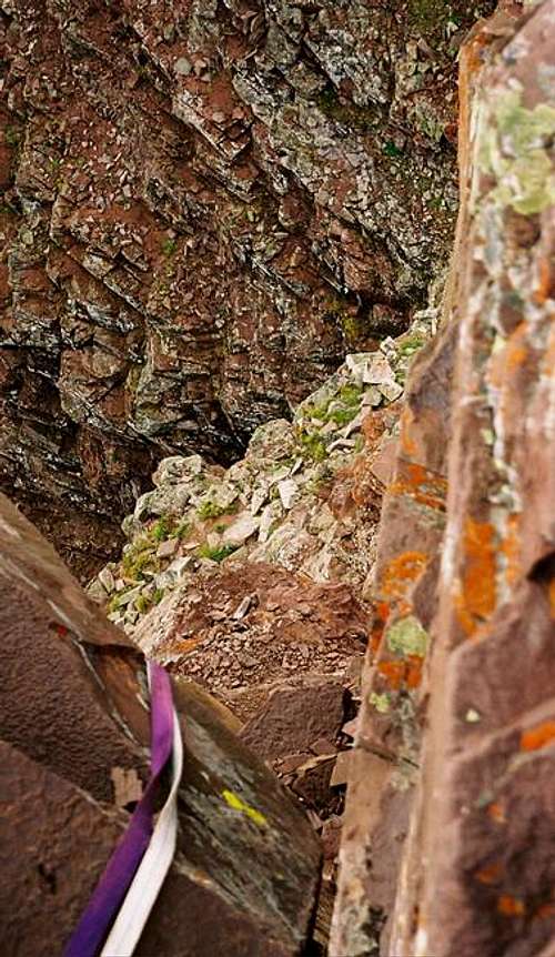 Looking down the 5.3 crux on...