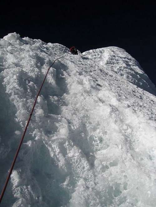 Climbing the summit wall of...